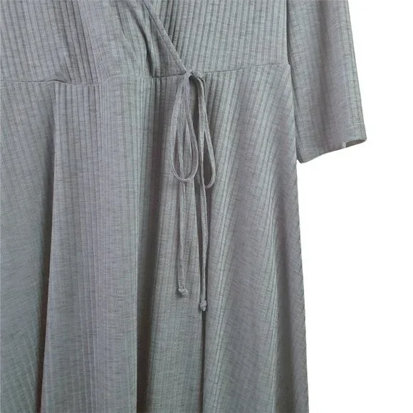 Torrid Teal Ribbed Knit Faux Wrap Dress Sz 1 (14/16) - Picture 6 of 10